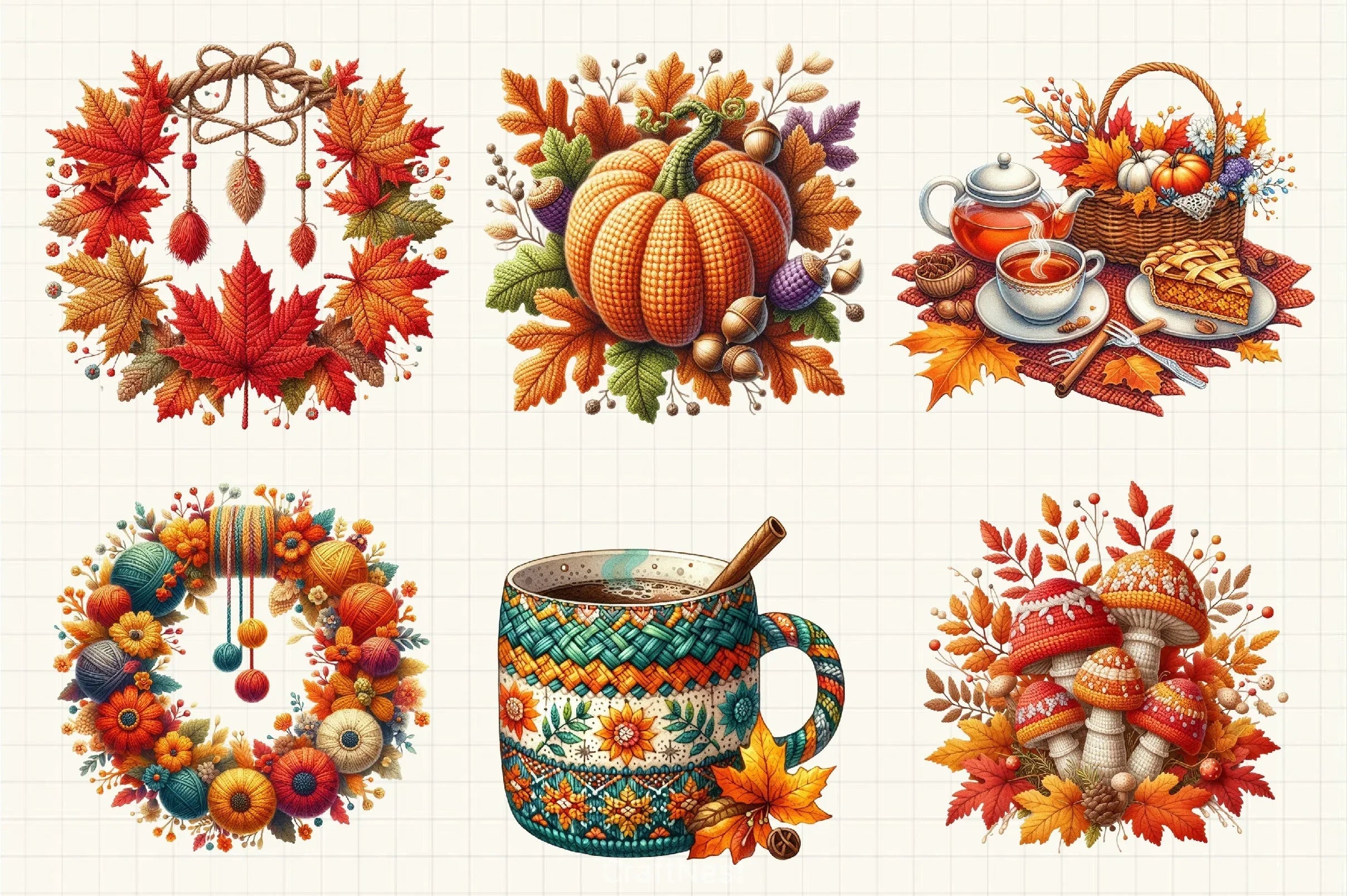 Crochet Autumn Clipart Bundle - CraftNest - Digital Crafting and Art