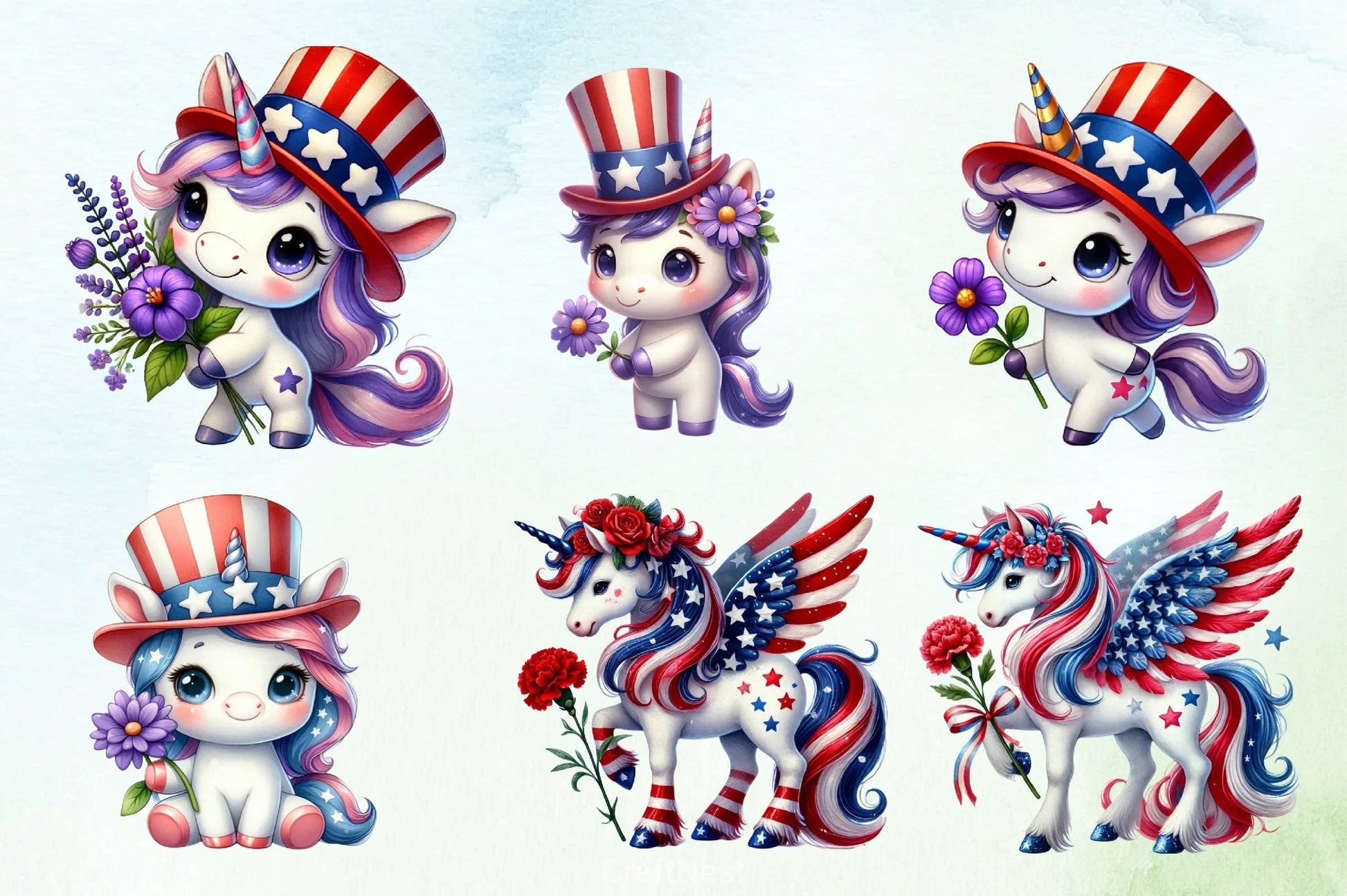 4th of July Unicorn Clipart Bundle 5 - CraftNest - Digital Crafting and Art