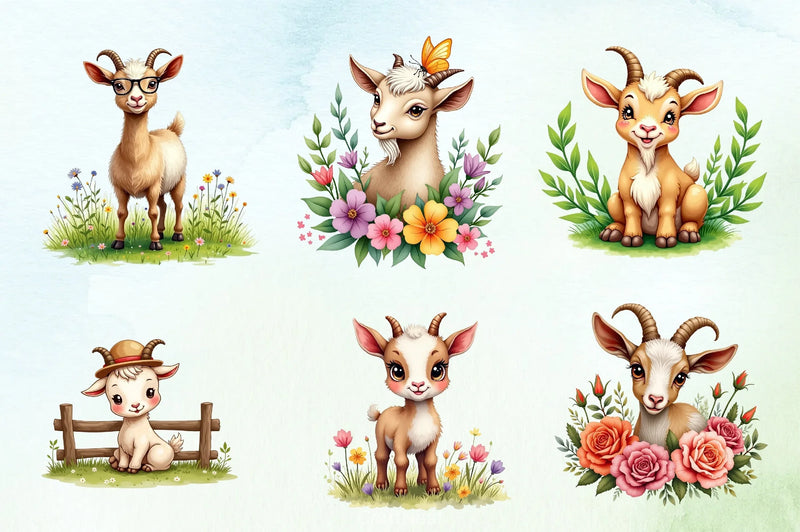 Cute Goat Clipart Bundle - CraftNest - Digital Crafting and Art
