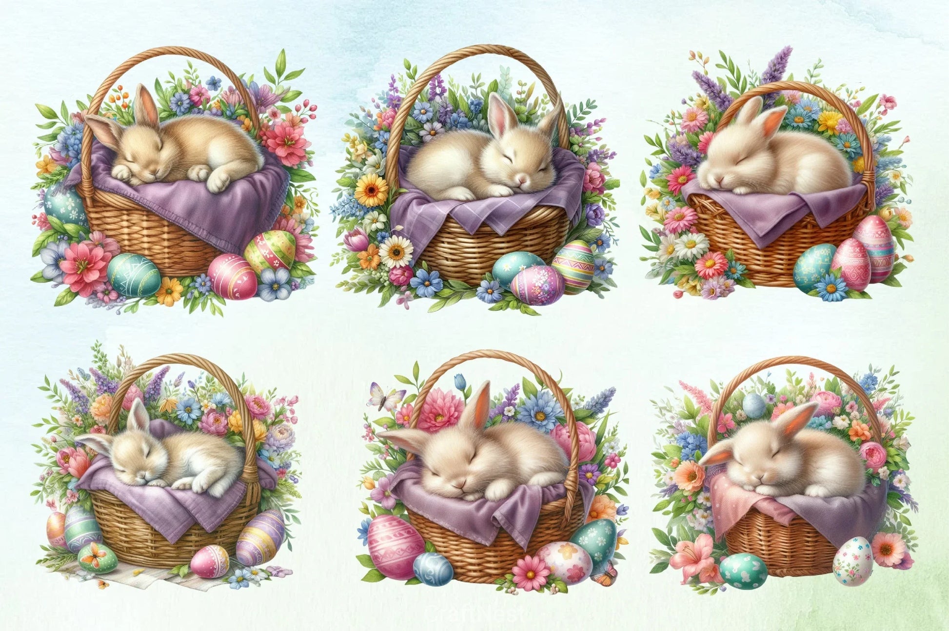 Easter Bunny Basket Clipart Bundle 4 - CraftNest - Digital Crafting and Art
