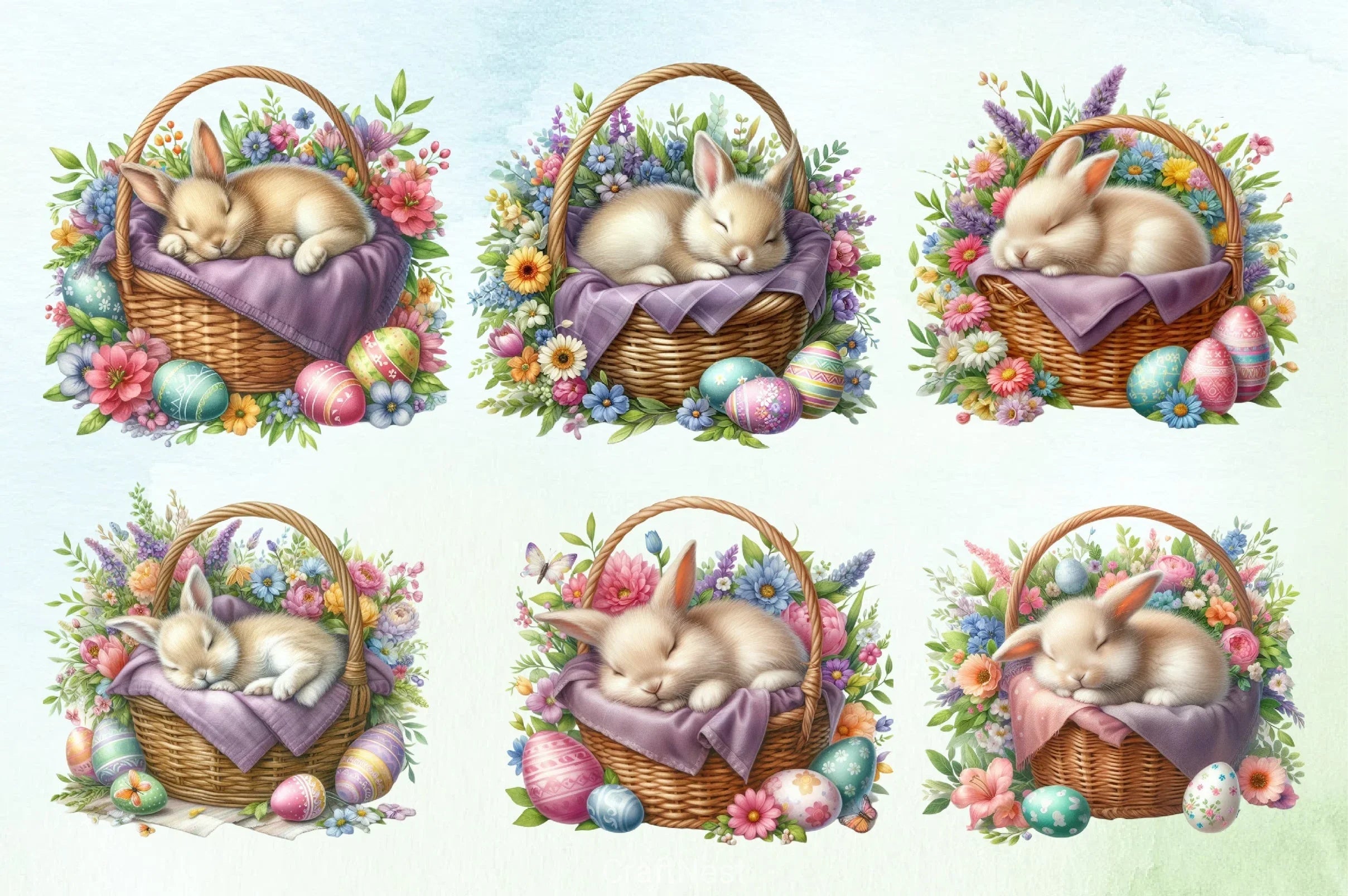 Easter Bunny Basket Clipart Bundle 4 - CraftNest - Digital Crafting and Art