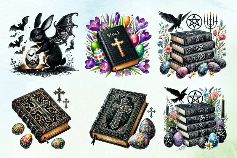 Easter Gothic Books Clipart Bundle - CraftNest - Digital Crafting and Art