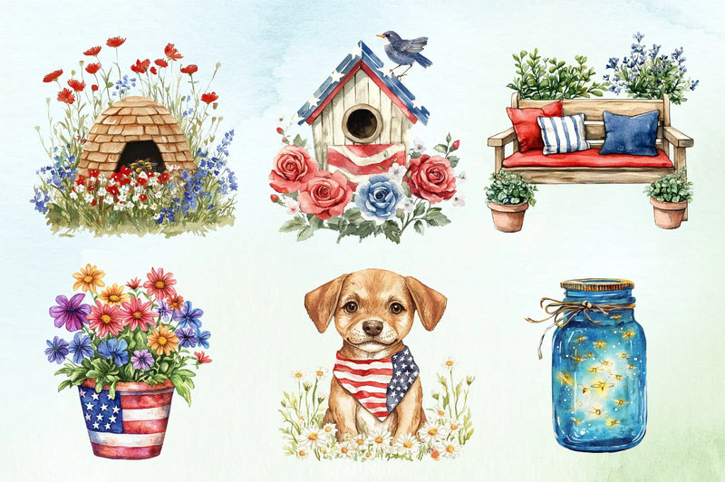Patriotic Garden Clipart Bundle 4 - CraftNest - Digital Crafting and Art