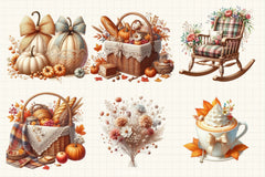Neutral Rustic Fall Clipart Bundle - CraftNest - Digital Crafting and Art