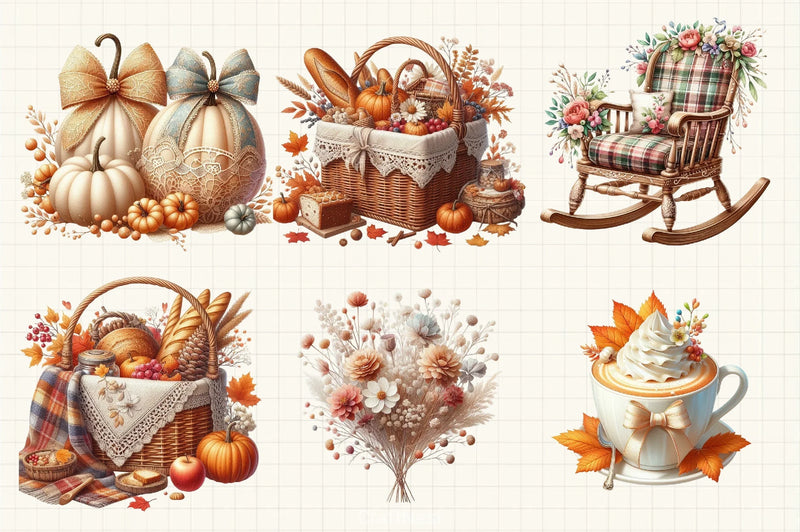 Neutral Rustic Fall Clipart Bundle - CraftNest - Digital Crafting and Art