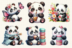 Cute Panda Clipart Bundle 4 - CraftNest - Digital Crafting and Art