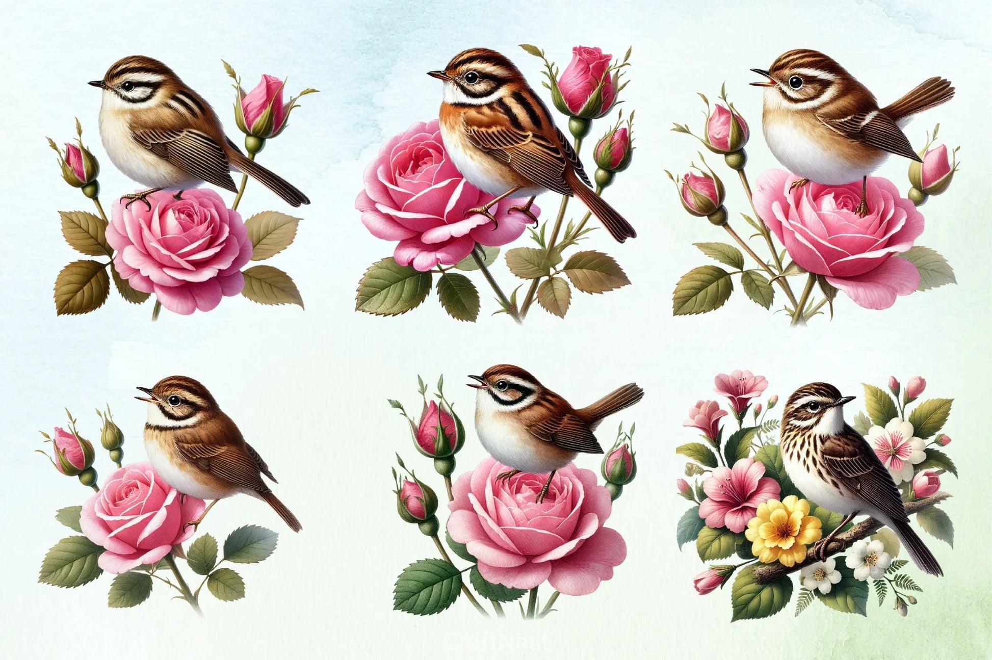 Spring Sparrow Clipart Bundle - CraftNest - Digital Crafting and Art