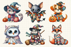 Patchwork Halloween Animals Clipart Bundle - CraftNest - Digital Crafting and Art