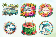 Summer Birthday Clipart Bundle 1 - CraftNest - Digital Crafting and Art