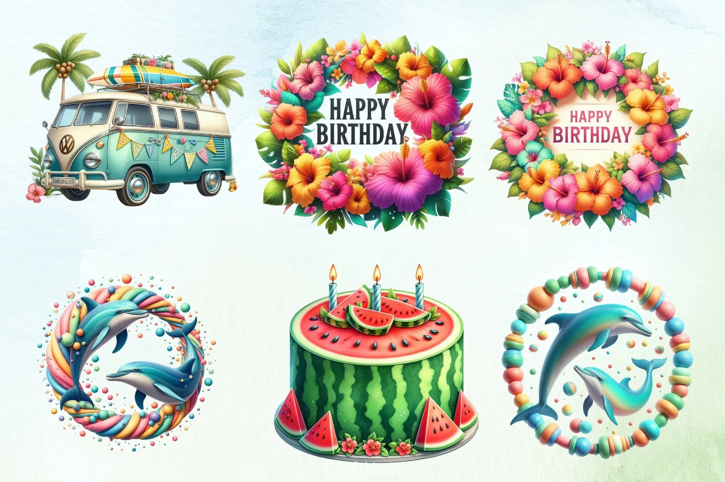 Summer Birthday Clipart Bundle 1 - CraftNest - Digital Crafting and Art