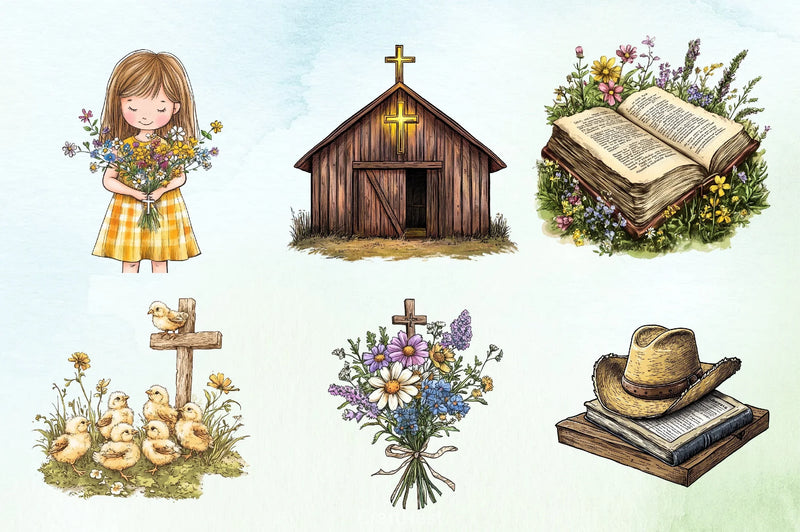 Christian Rustic Summer Clipart Bundle - CraftNest - Digital Crafting and Art