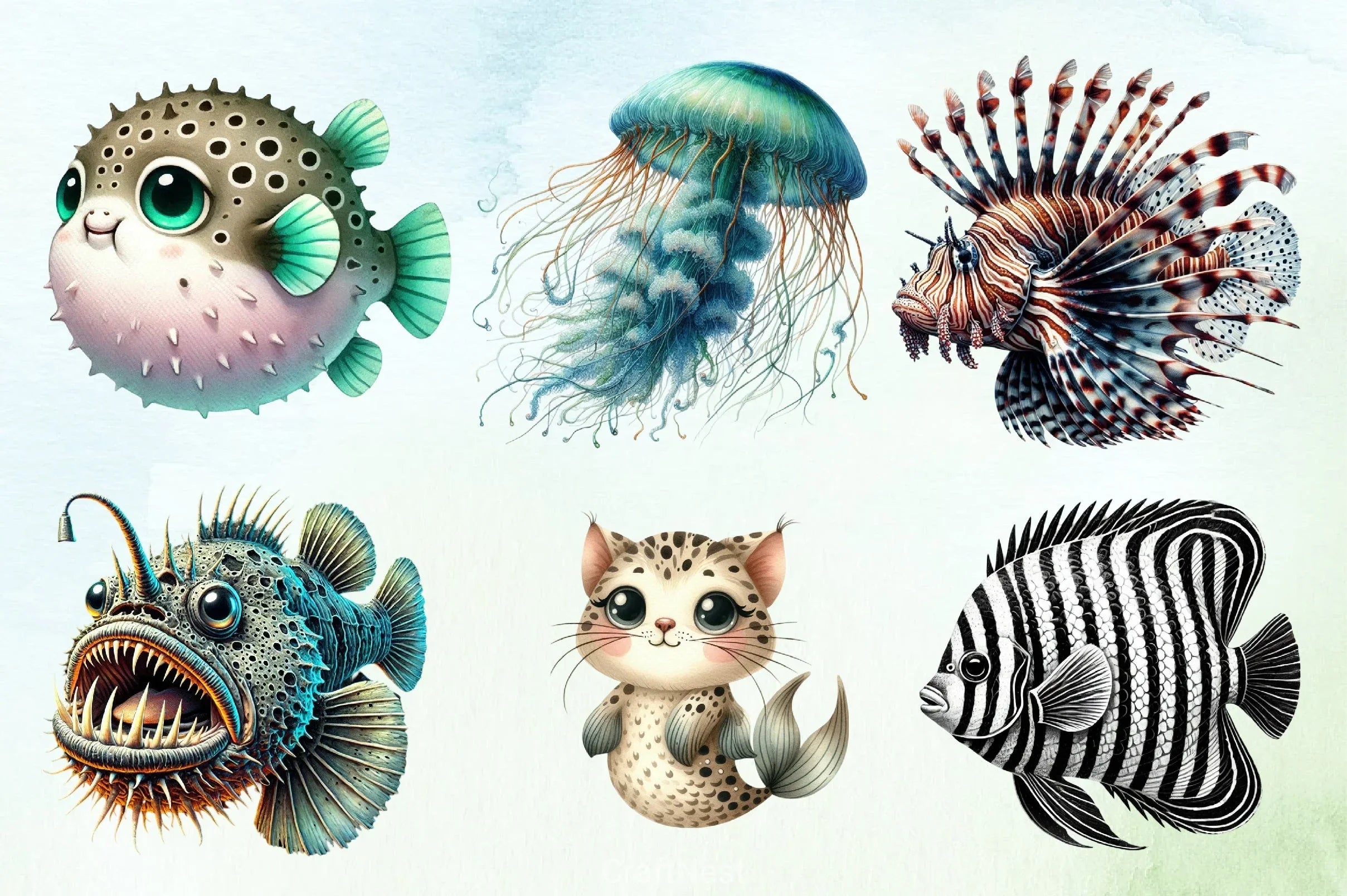 Sea Fish Clipart Bundle 4 - CraftNest - Digital Crafting and Art