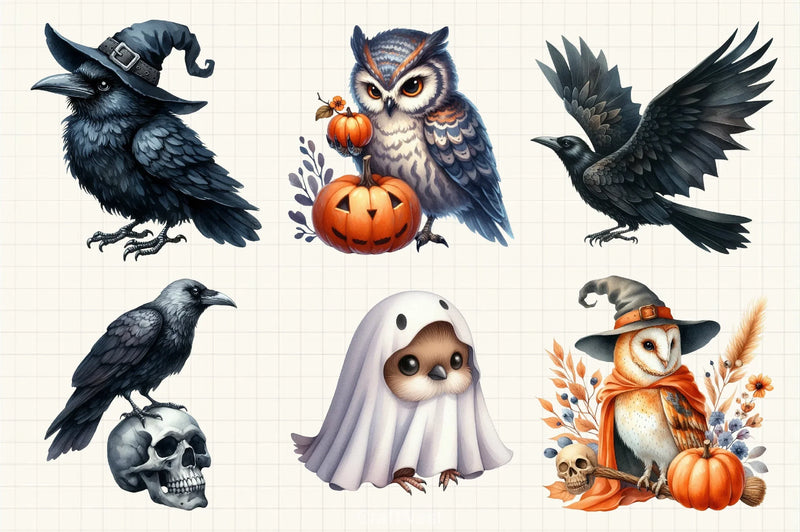 Halloween Birds Clipart Bundle - CraftNest - Digital Crafting and Art