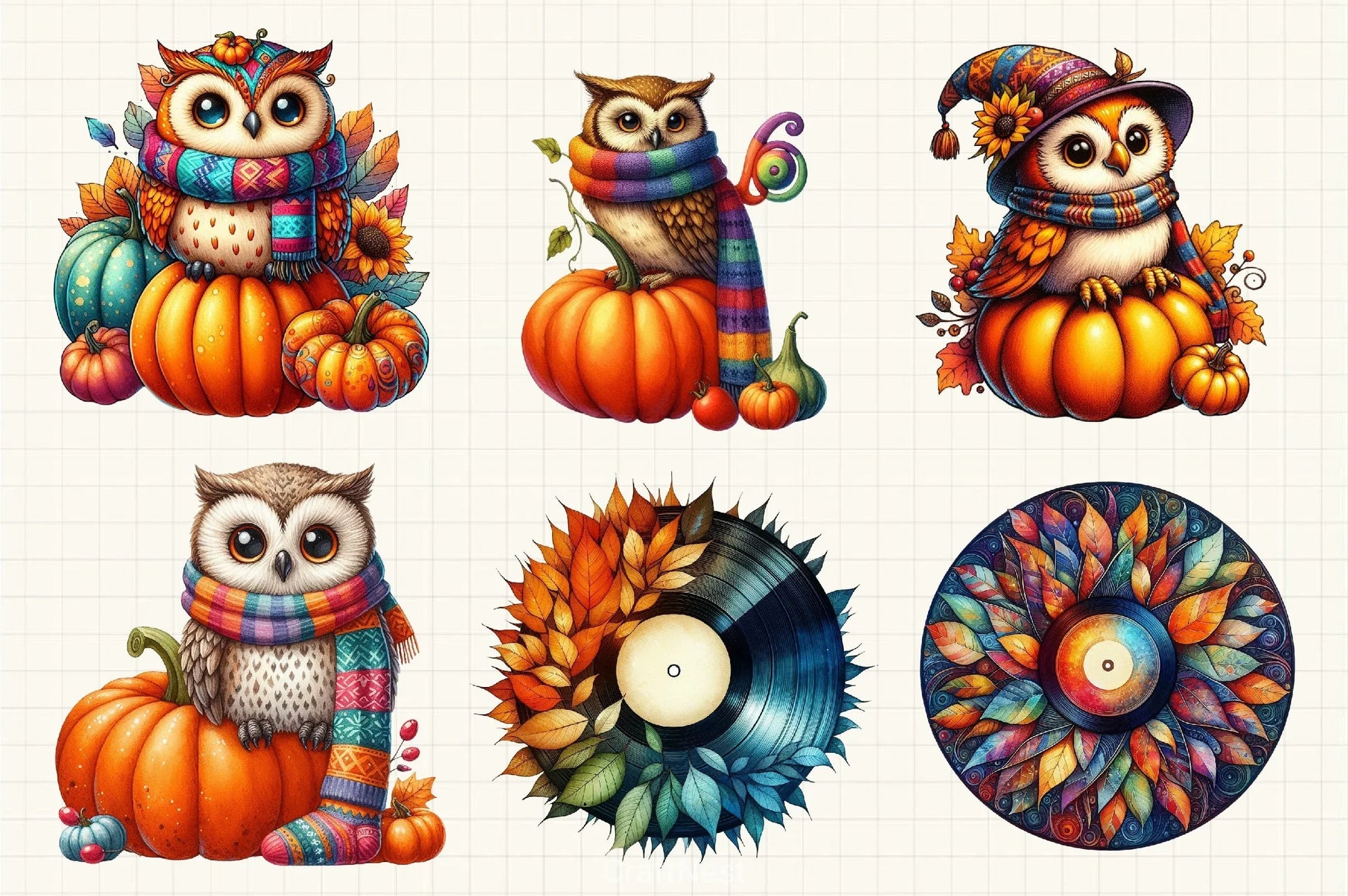Retro Autumn Clipart Bundle 7 - CraftNest - Digital Crafting and Art