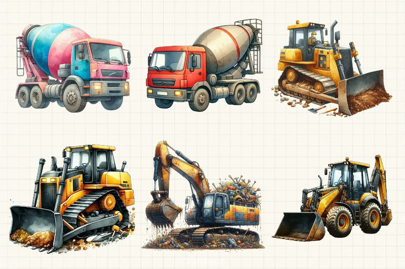 Construction Trucks Clipart Bundle - CraftNest - Digital Crafting and Art