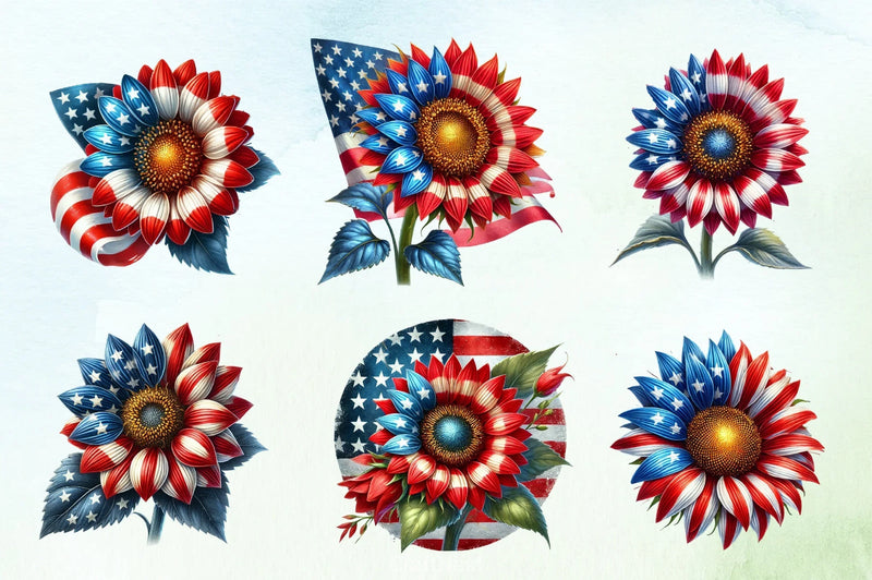 Patriotic Sunflowers Clipart Bundle - CraftNest - Digital Crafting and Art