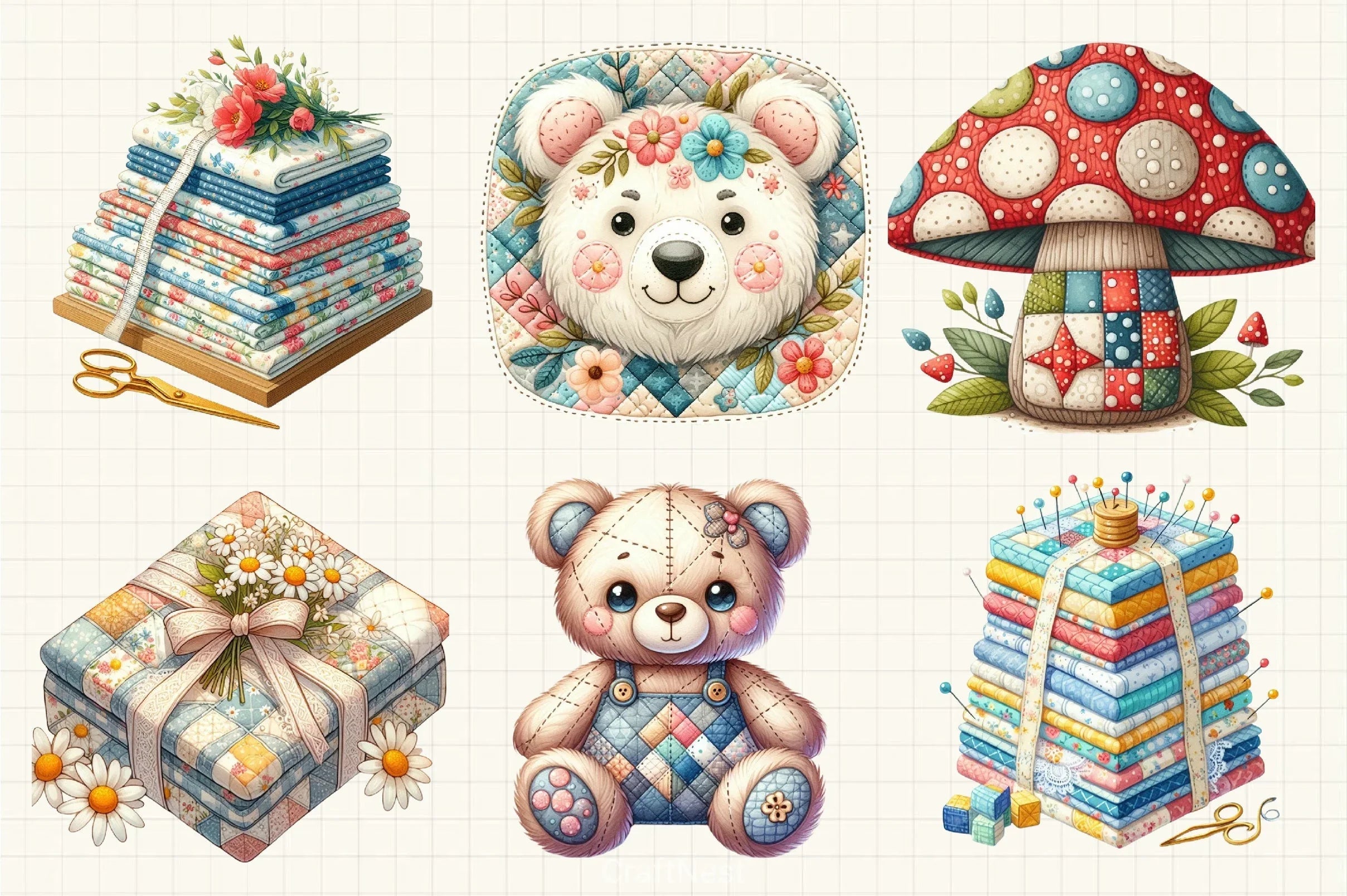 Cottage Quilts Clipart Bundle 4 - CraftNest - Digital Crafting and Art