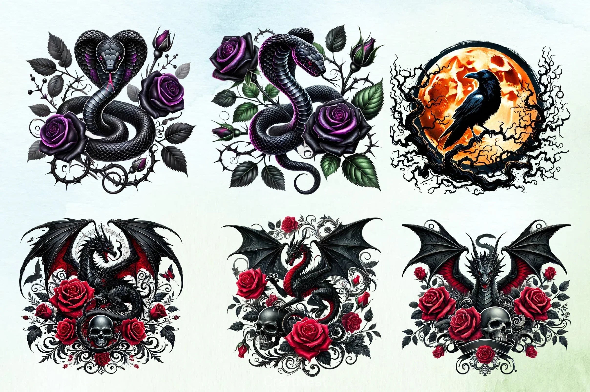 Gothic Animals Clipart Bundle - CraftNest - Digital Crafting and Art