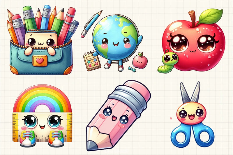 Kawaii School Clipart Bundle 3 - CraftNest - Digital Crafting and Art
