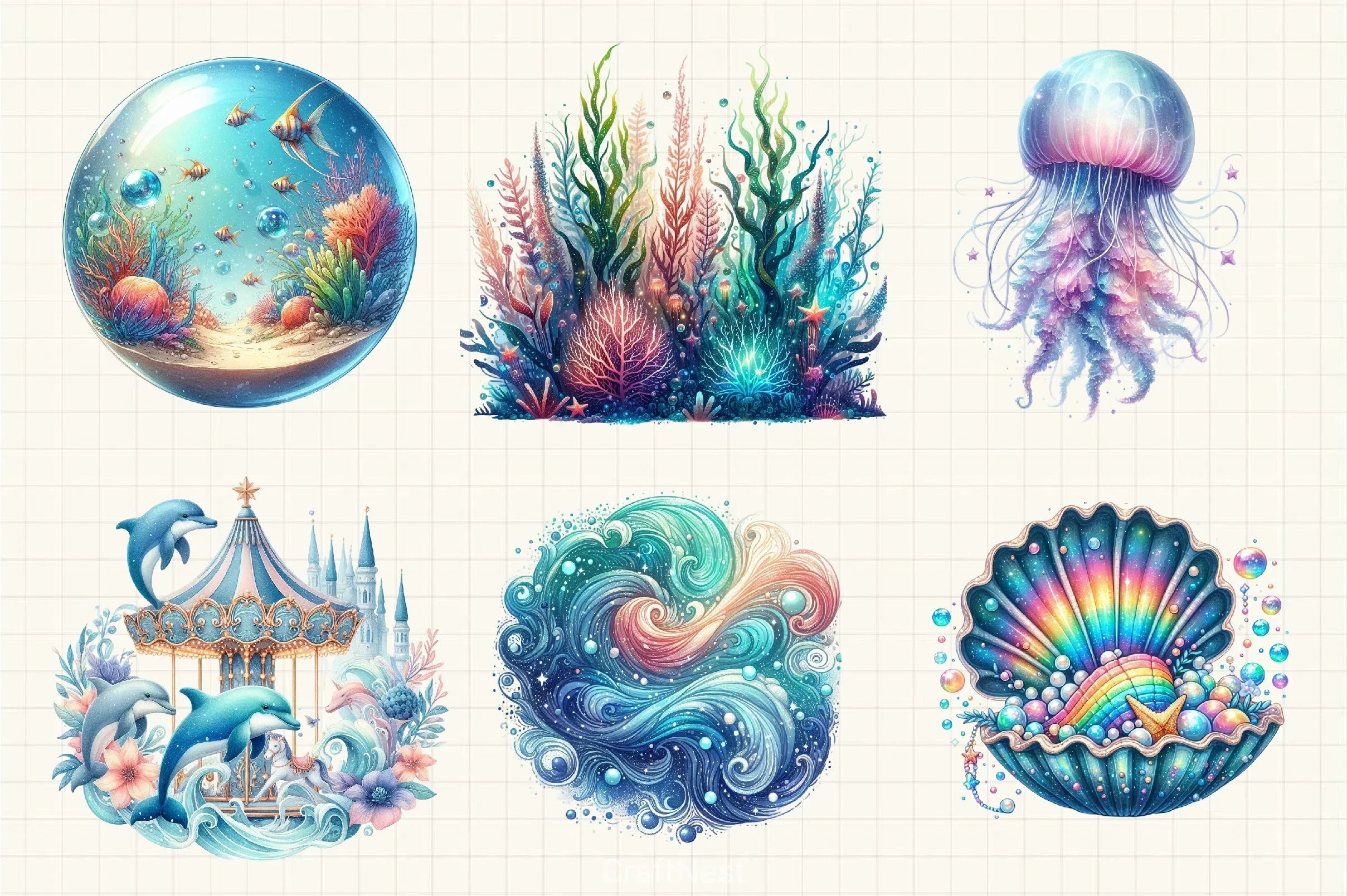 Magical Ocean Clipart Bundle 4 - CraftNest - Digital Crafting and Art