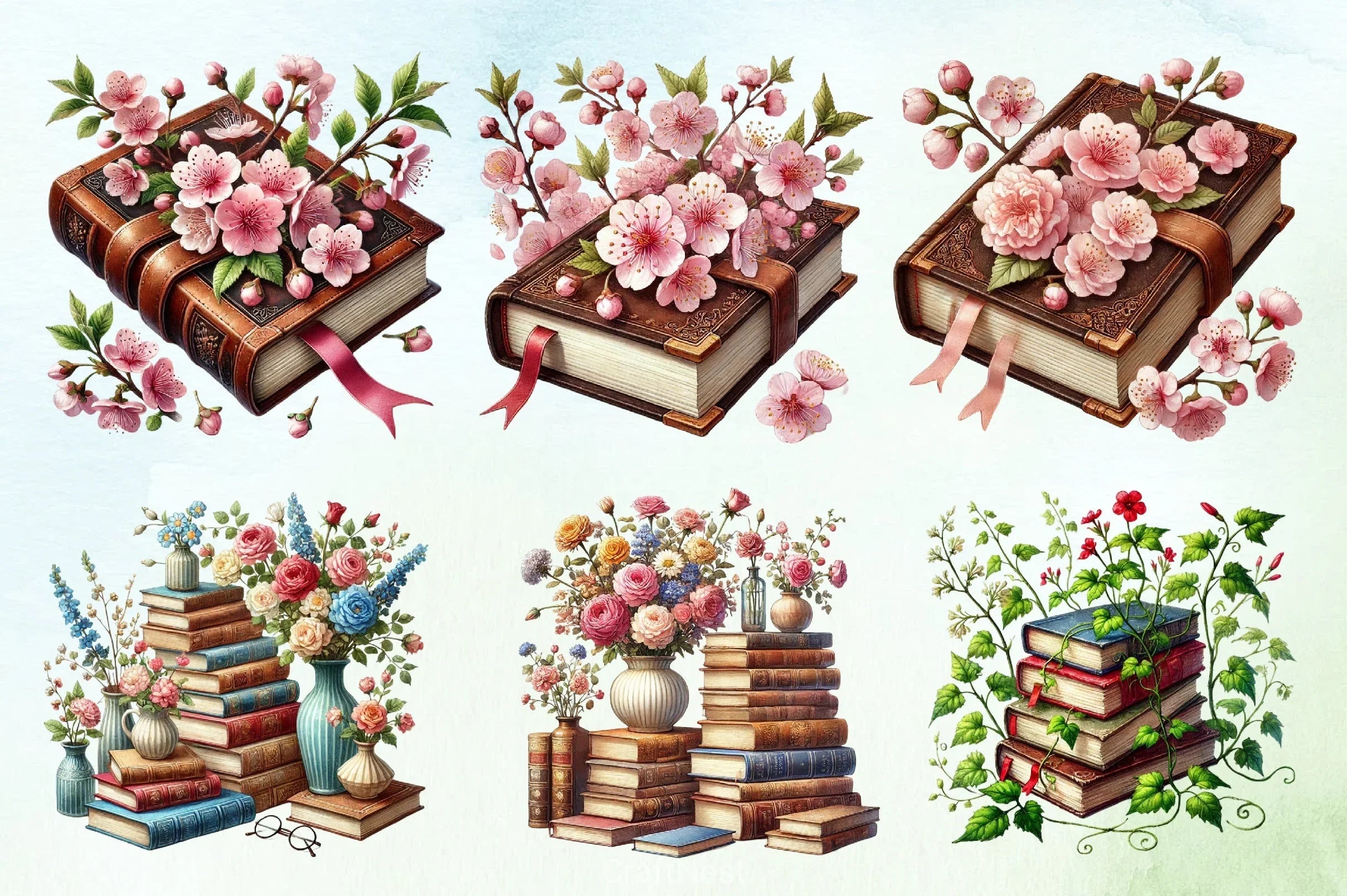 Pretty Books Flowers Clipart Bundle - CraftNest - Digital Crafting and Art