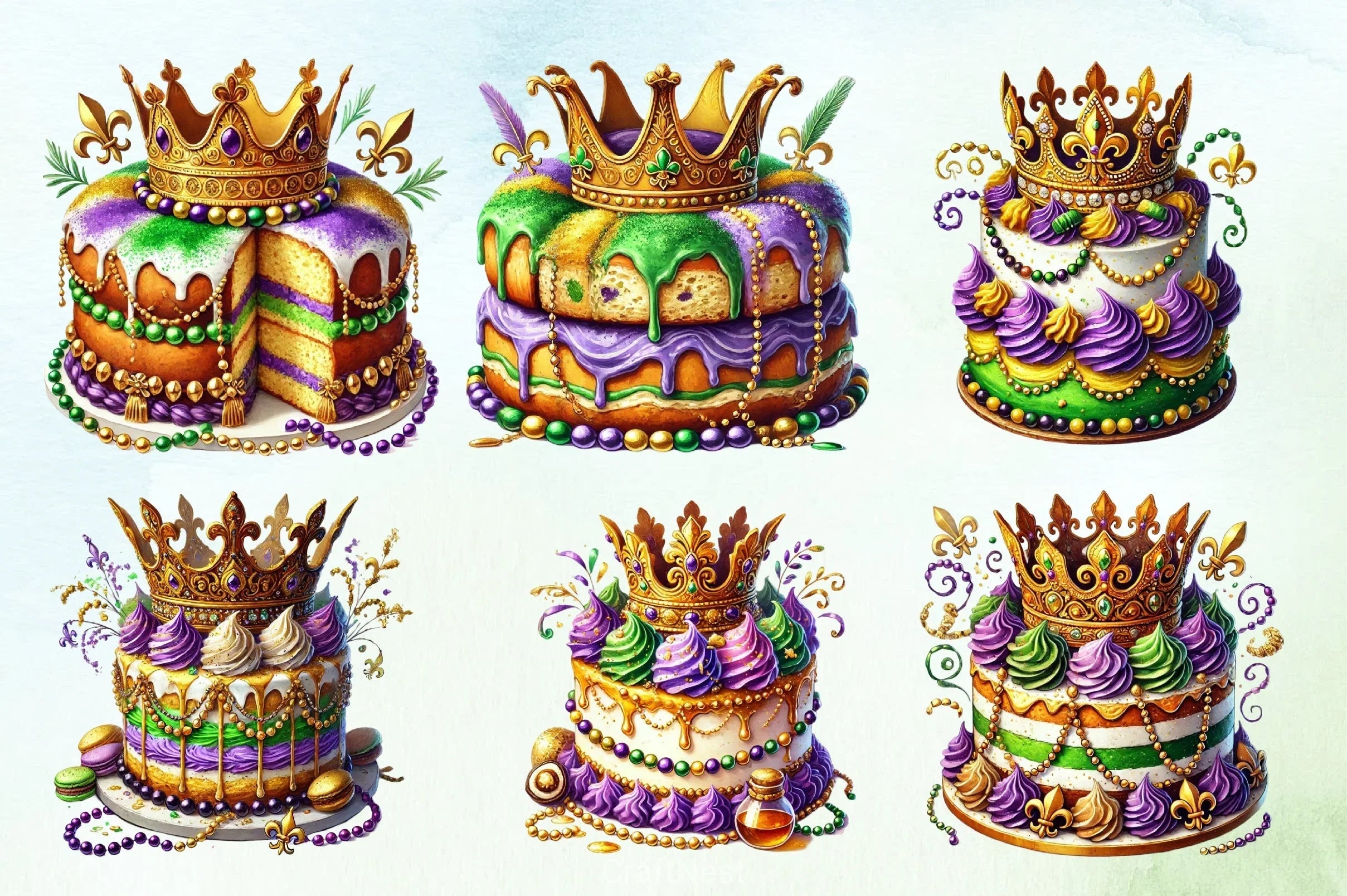 Mardi Gras King Cake Clipart Bundle - CraftNest - Digital Crafting and Art