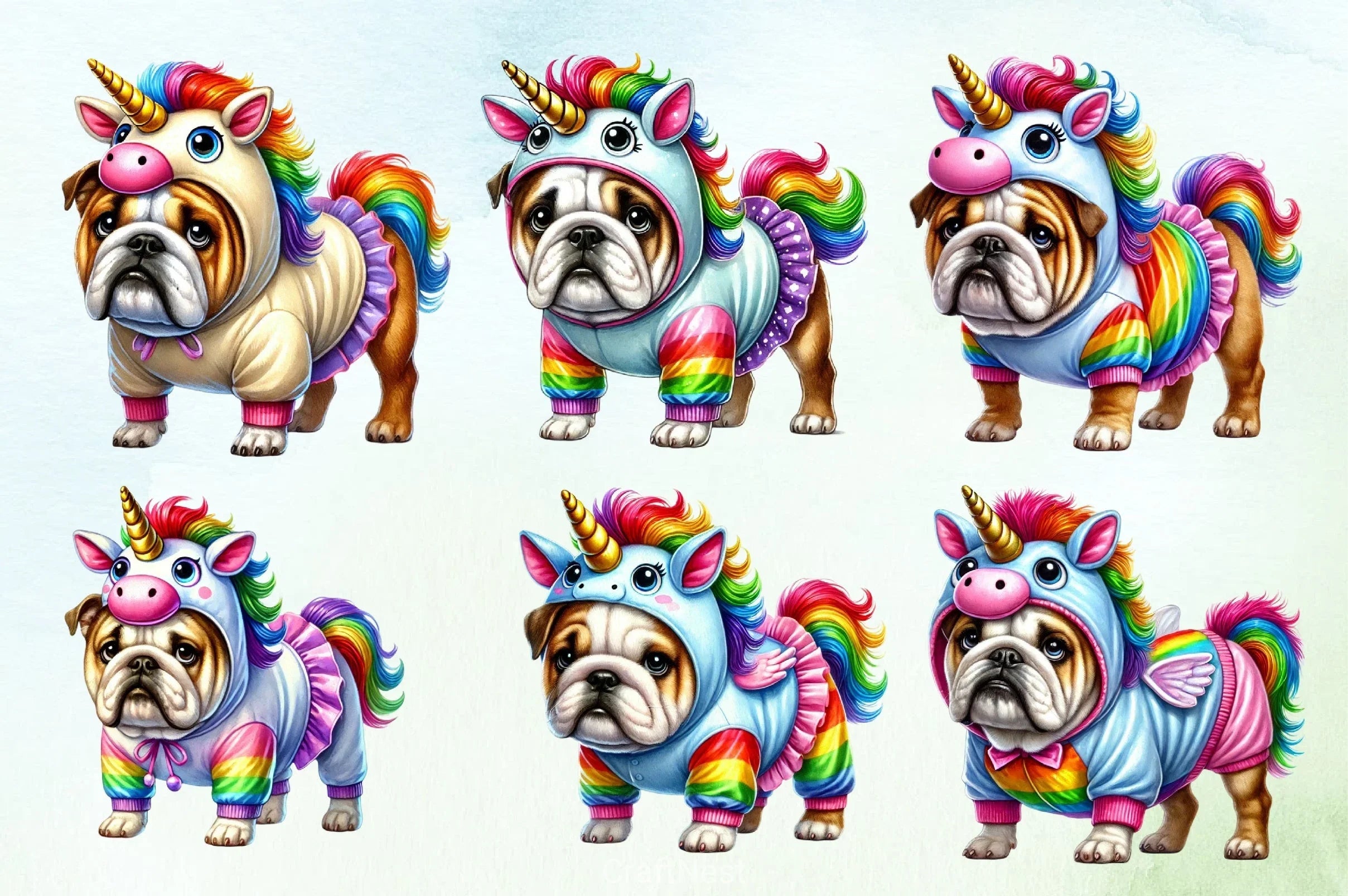 Unicorn Dog Costume Clipart Bundle - CraftNest - Digital Crafting and Art