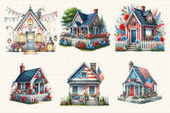 4th of July Cottage Clipart Bundle - CraftNest - Digital Crafting and Art