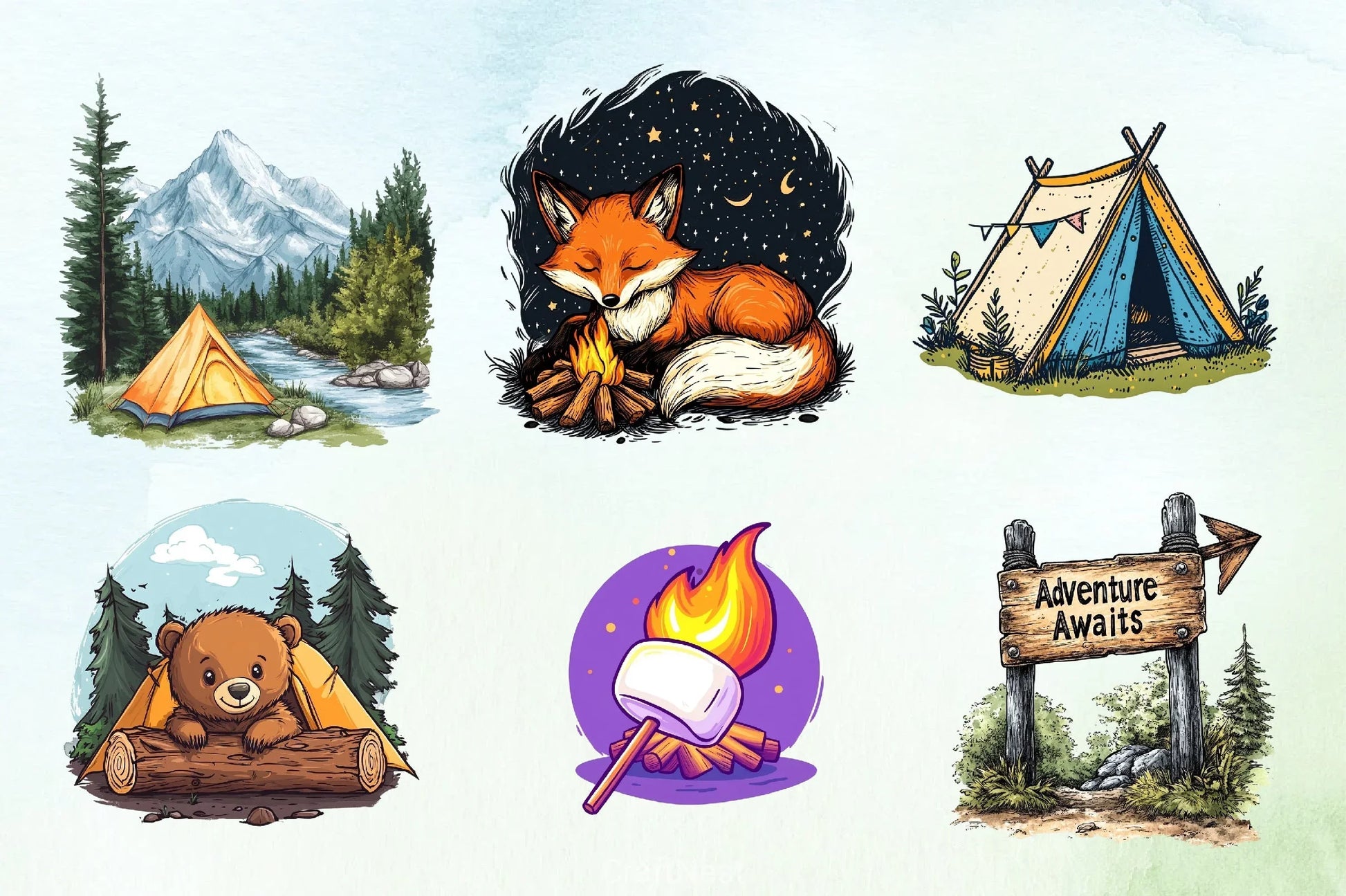 Camping Clipart Bundle 4 - CraftNest - Digital Crafting and Art