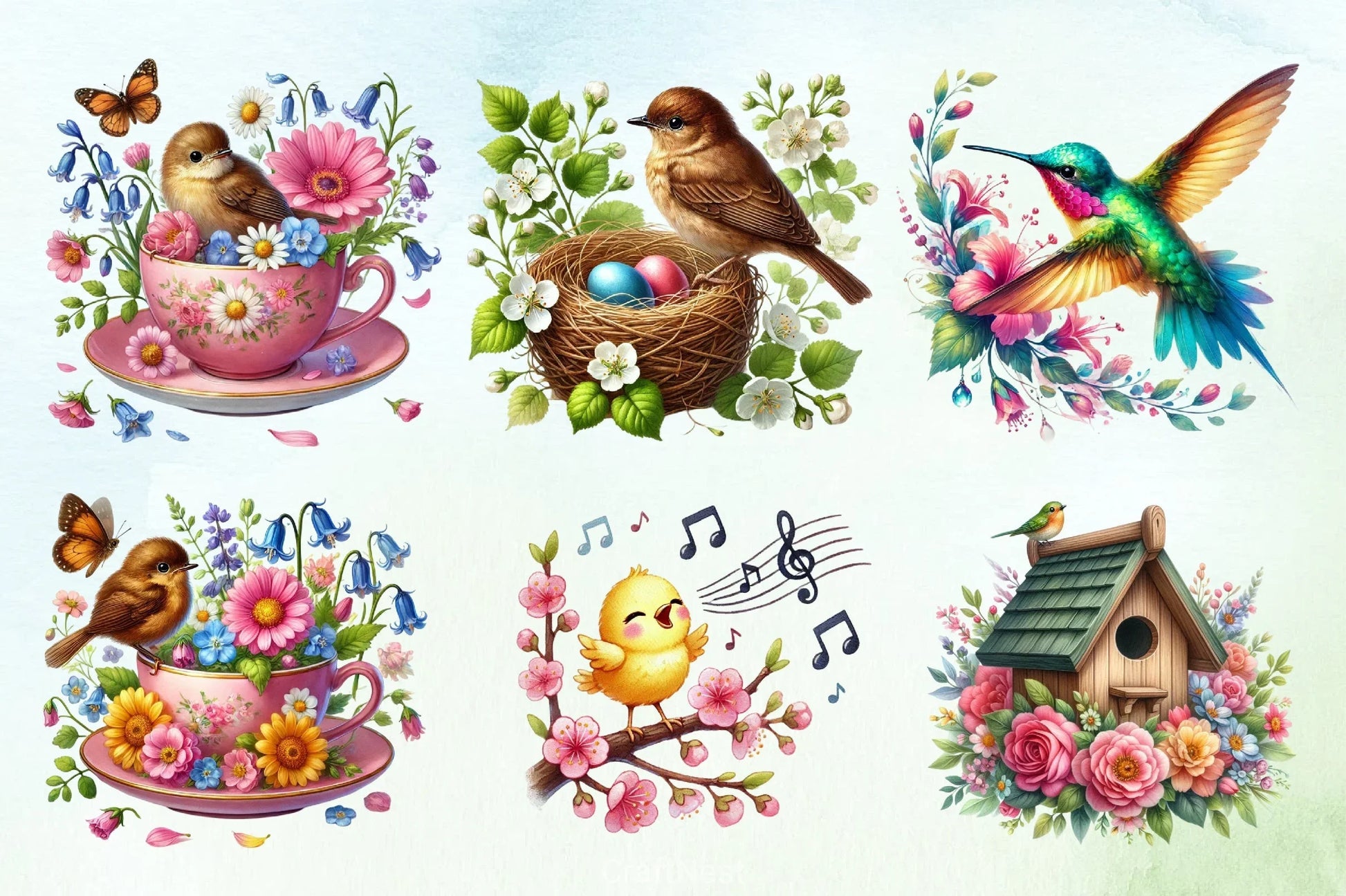 Spring Birds Clipart Bundle - CraftNest - Digital Crafting and Art