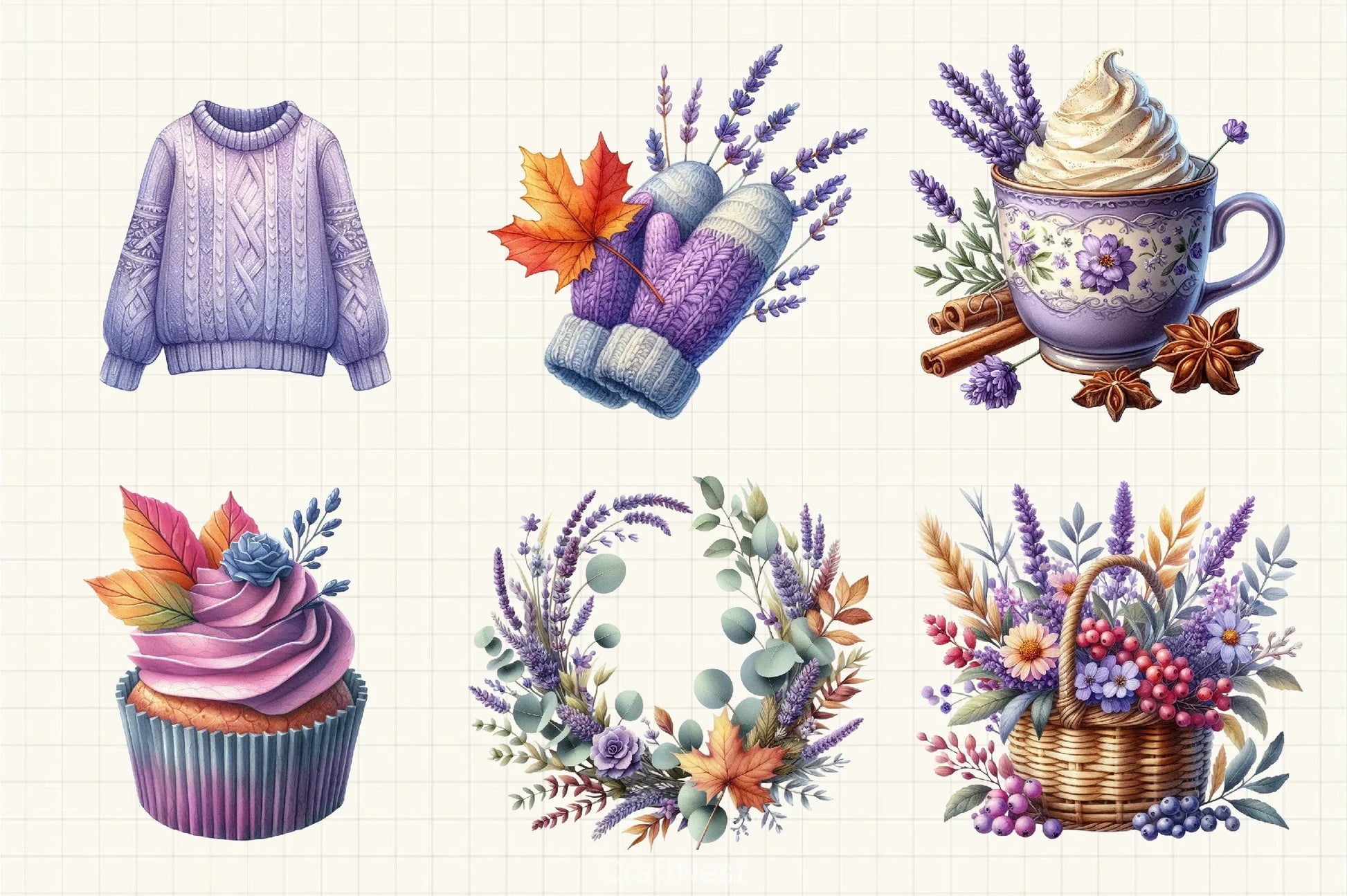 Lavender Fall Clipart Bundle 6 - CraftNest - Digital Crafting and Art