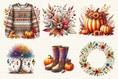 Boho Autumn Clipart Bundle - CraftNest - Digital Crafting and Art