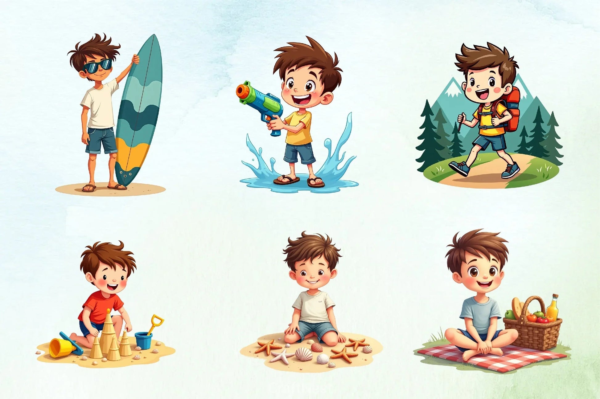 Summer Boy Clipart Bundle - CraftNest - Digital Crafting and Art