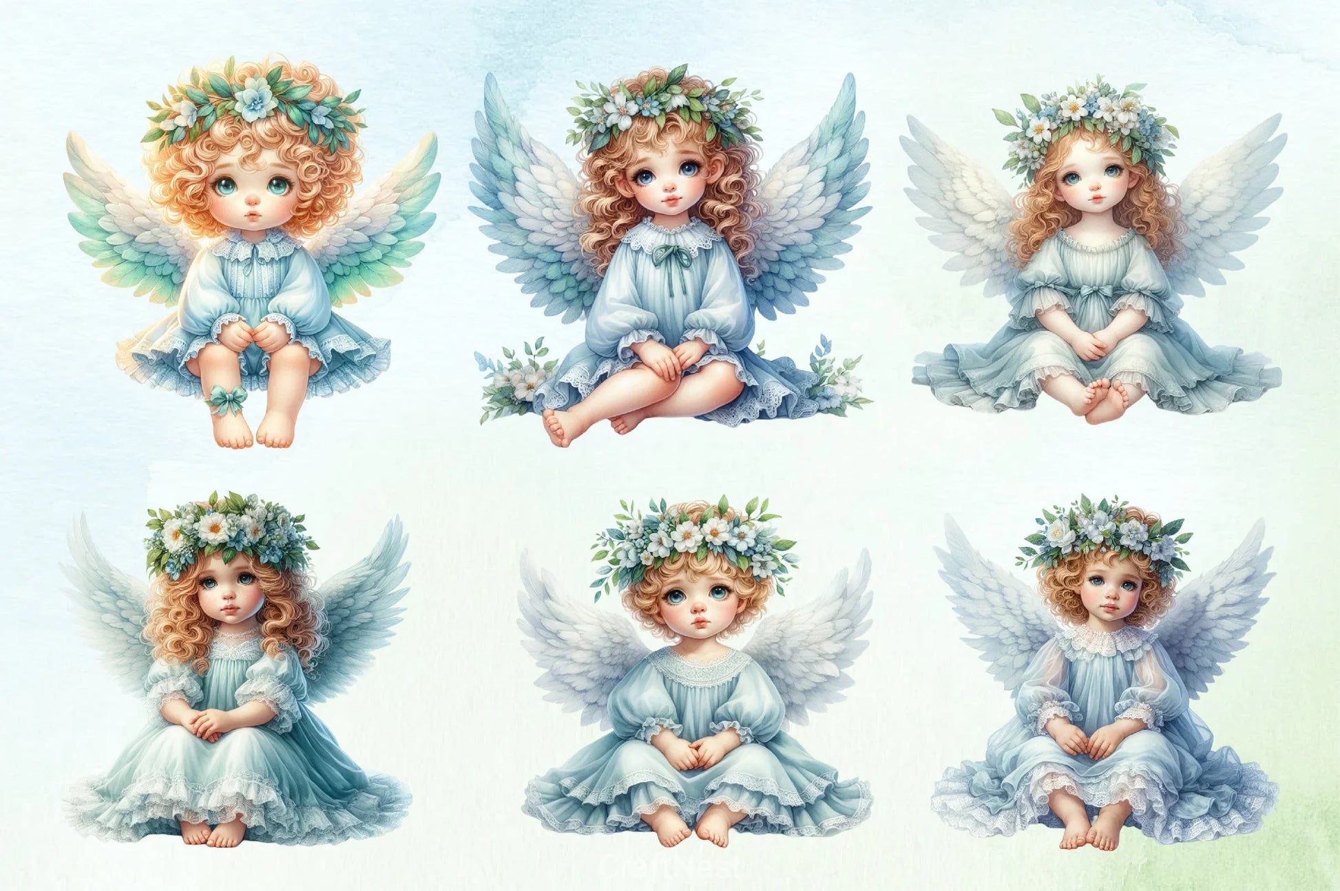 Cute Baby Angel Clipart Bundle - CraftNest - Digital Crafting and Art