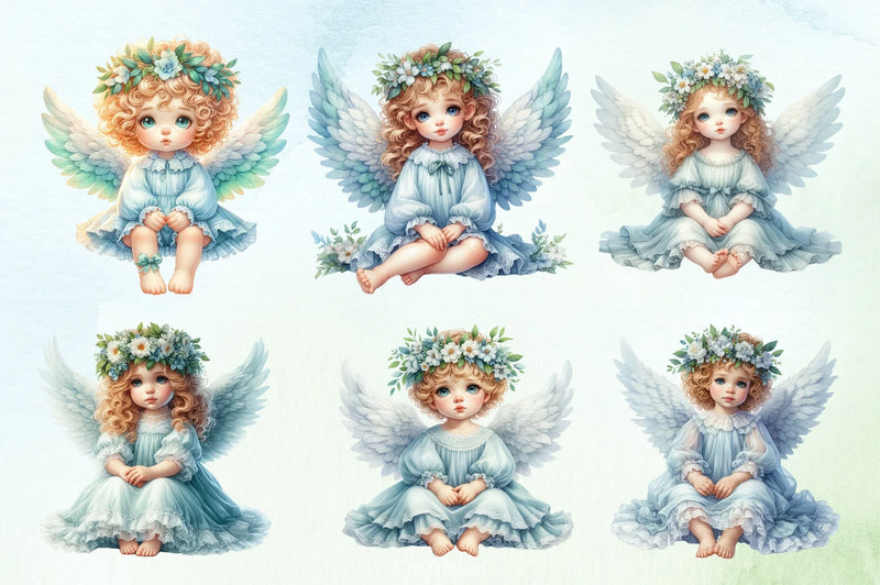 Cute Baby Angel Clipart Bundle - CraftNest - Digital Crafting and Art