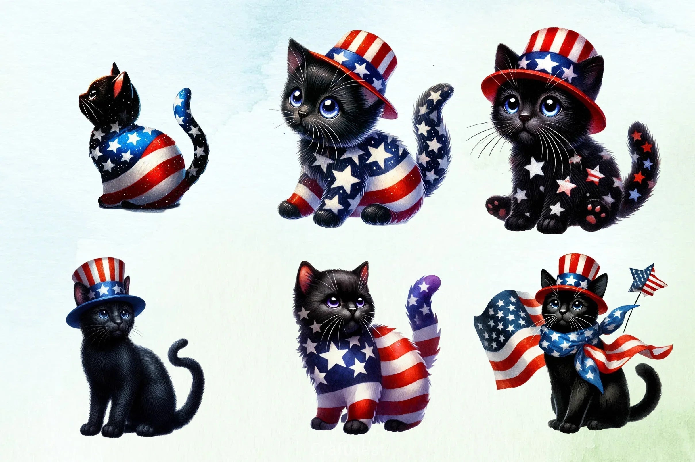 4th of July Black Cat Clipart Bundle - CraftNest - Digital Crafting and Art
