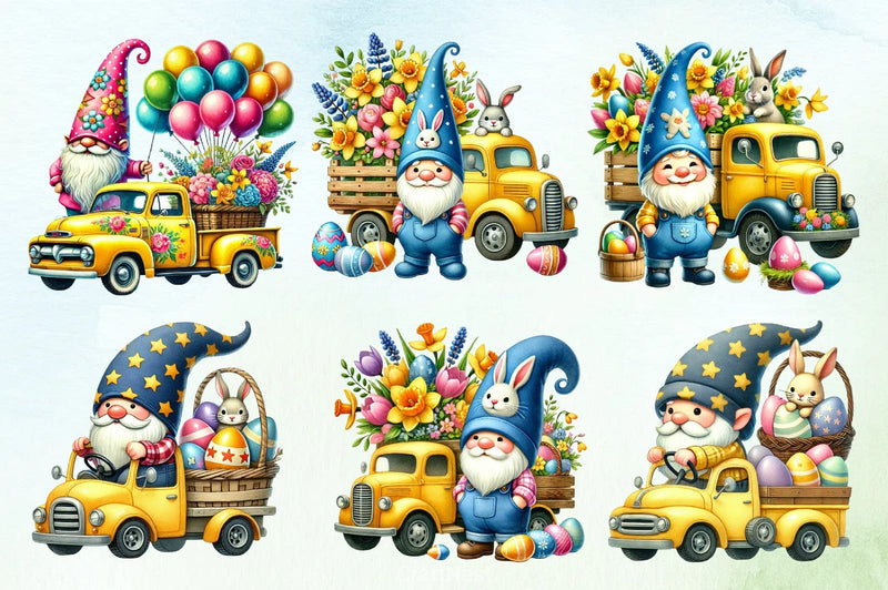 Easter Truck Gnomes Clipart Bundle - CraftNest - Digital Crafting and Art