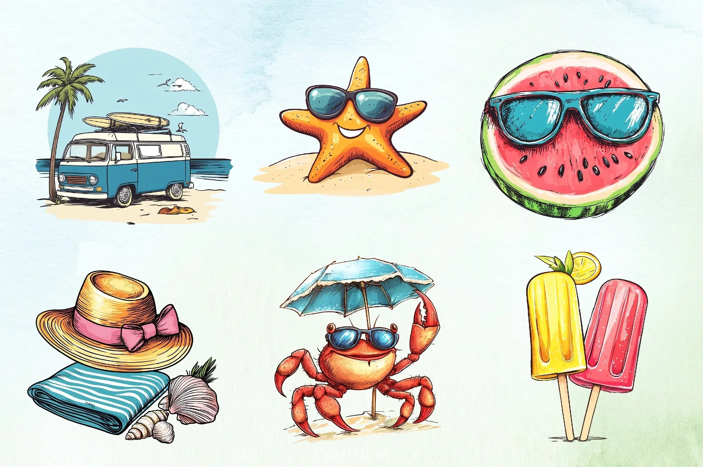 Summer Beach Clipart Bundle 2 - CraftNest - Digital Crafting and Art
