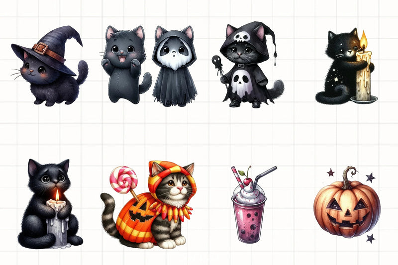 Halloween Black Cats Clipart Bundle - CraftNest - Digital Crafting and Art