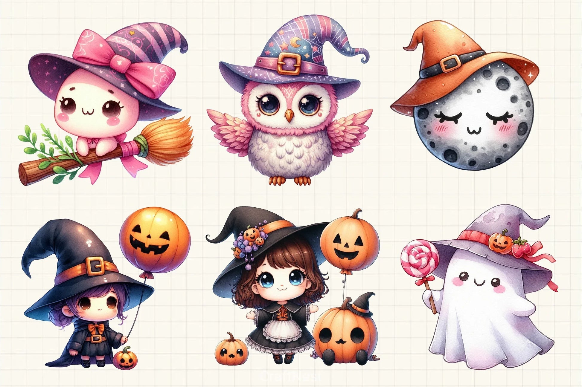 Kawaii Halloween Clipart Bundle 64 - CraftNest - Digital Crafting and Art