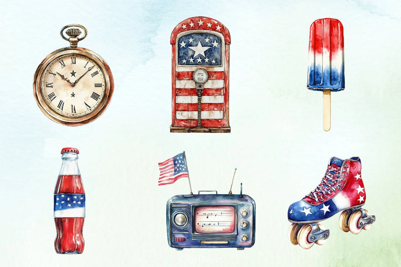 Retro Vintage 4th of July Clipart Bundle - CraftNest - Digital Crafting and Art