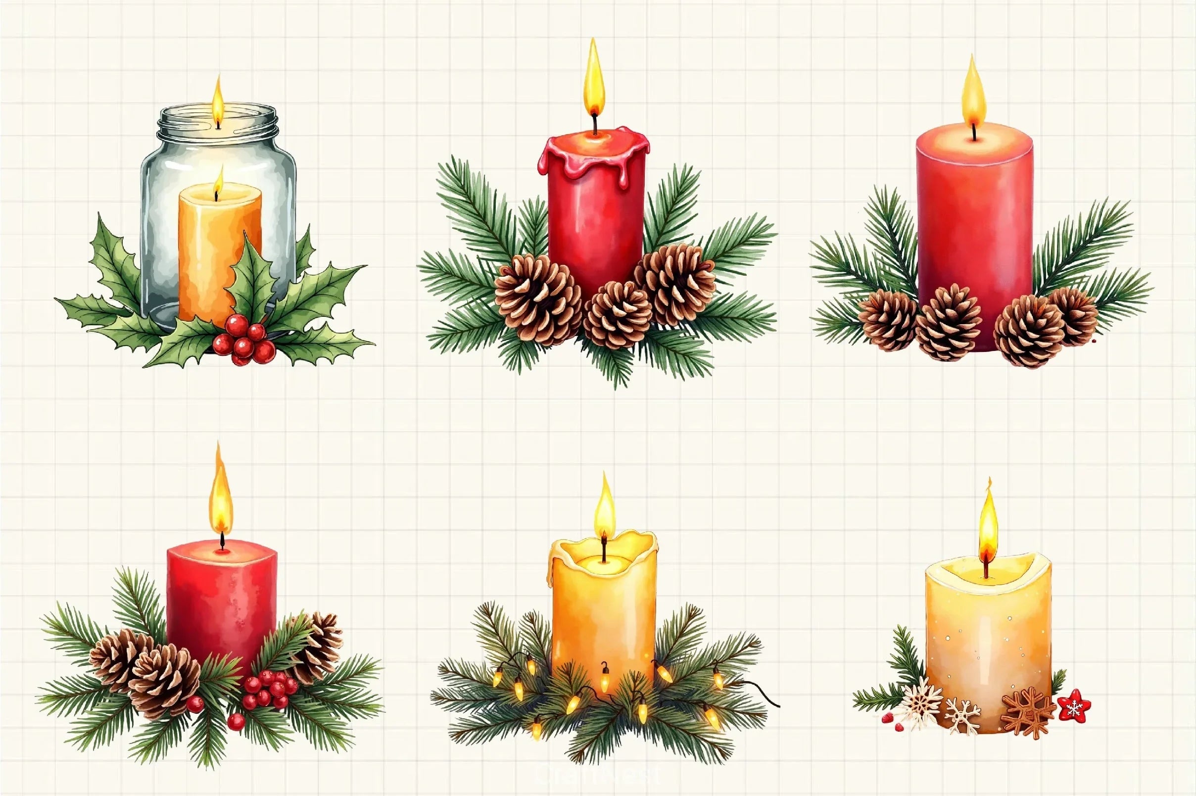 Christmas Candle Clipart Bundle - CraftNest - Digital Crafting and Art