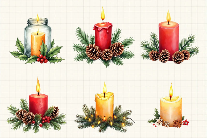 Christmas Candle Clipart Bundle - CraftNest - Digital Crafting and Art