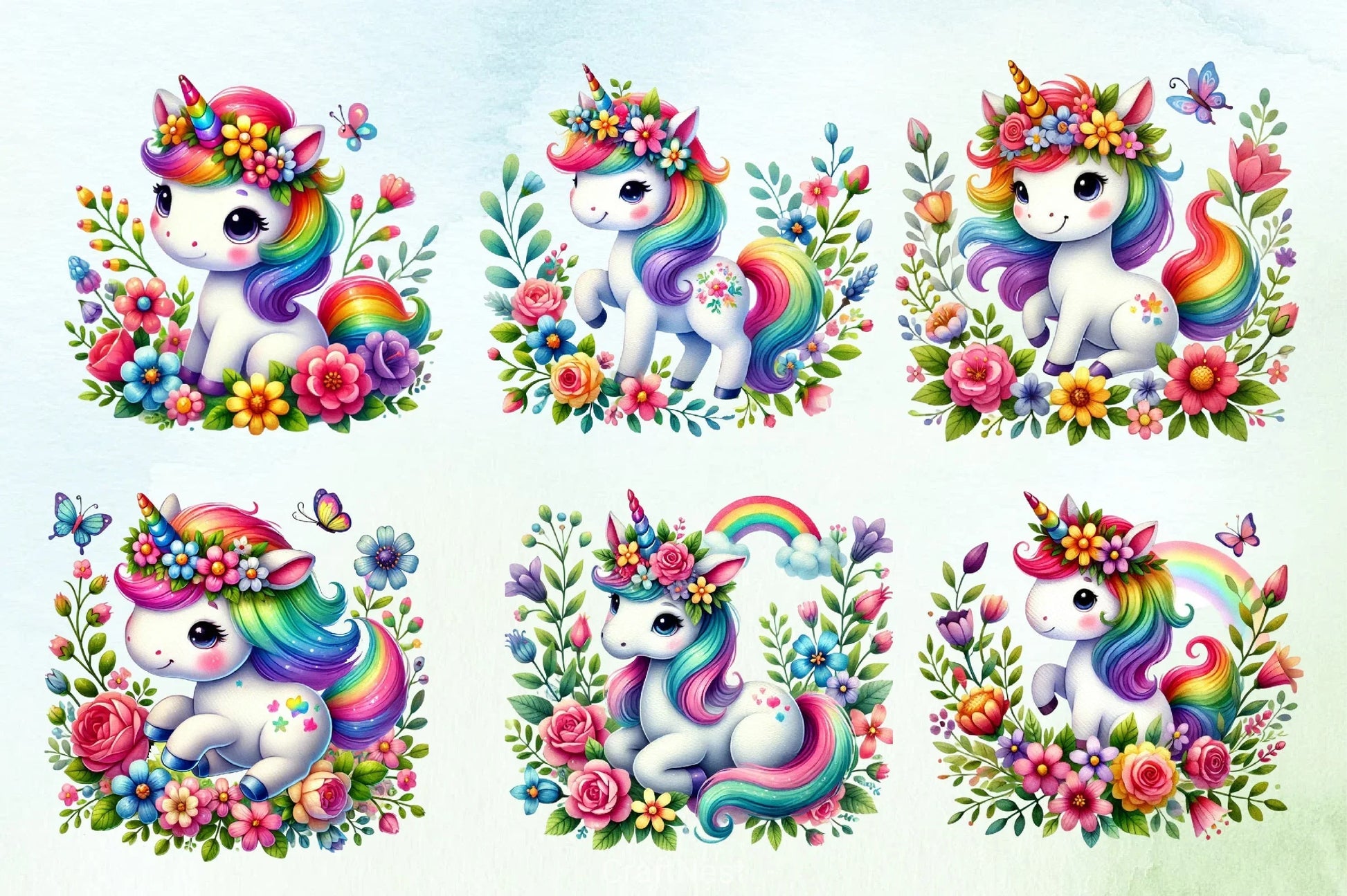 Colorful Magical Unicorn Clipart Bundle - CraftNest - Digital Crafting and Art