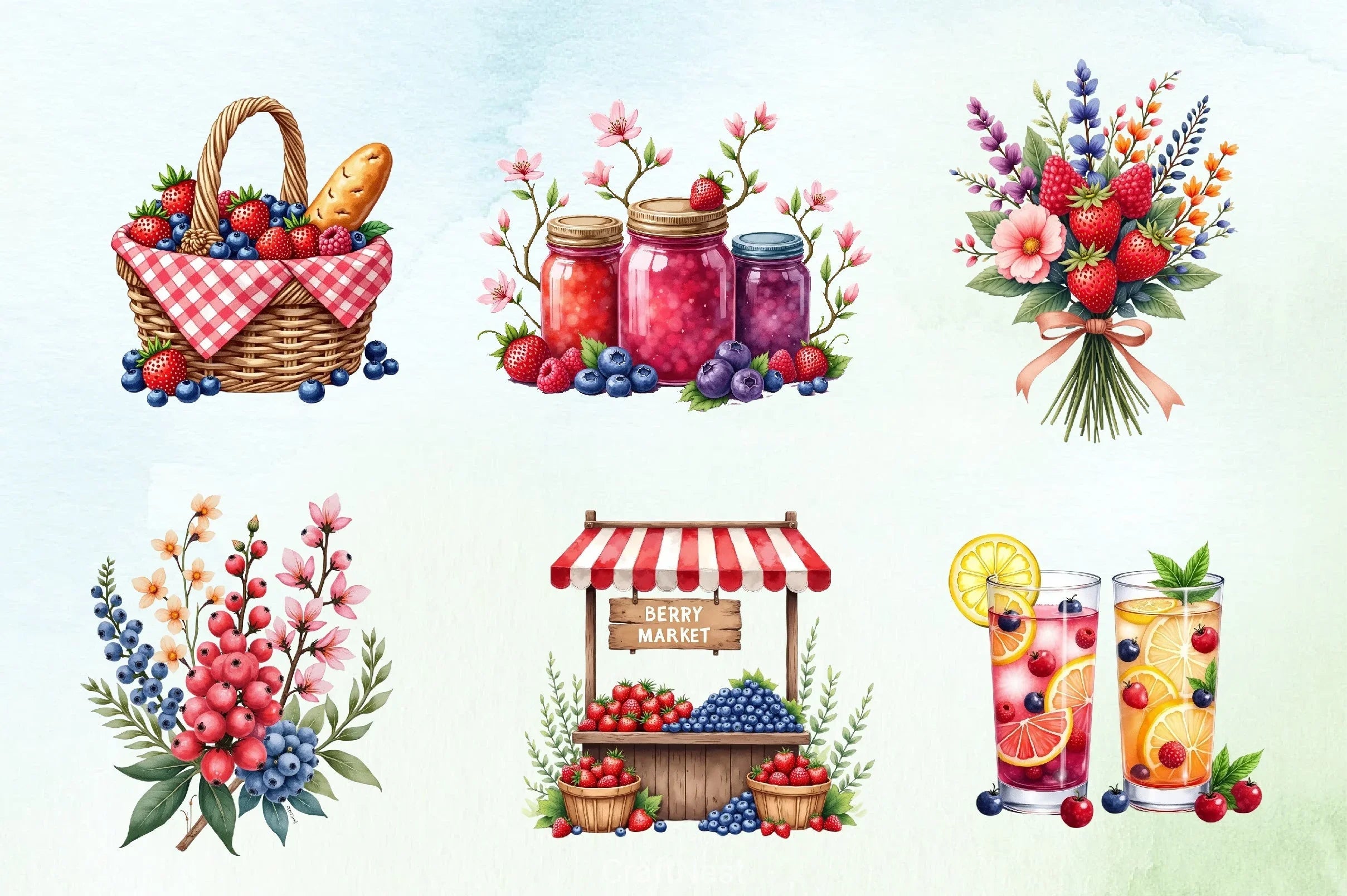 Warm Berry Spring Clipart Bundle 1 - CraftNest - Digital Crafting and Art