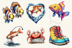Fishing Clipart Bundle 1 - CraftNest - Digital Crafting and Art