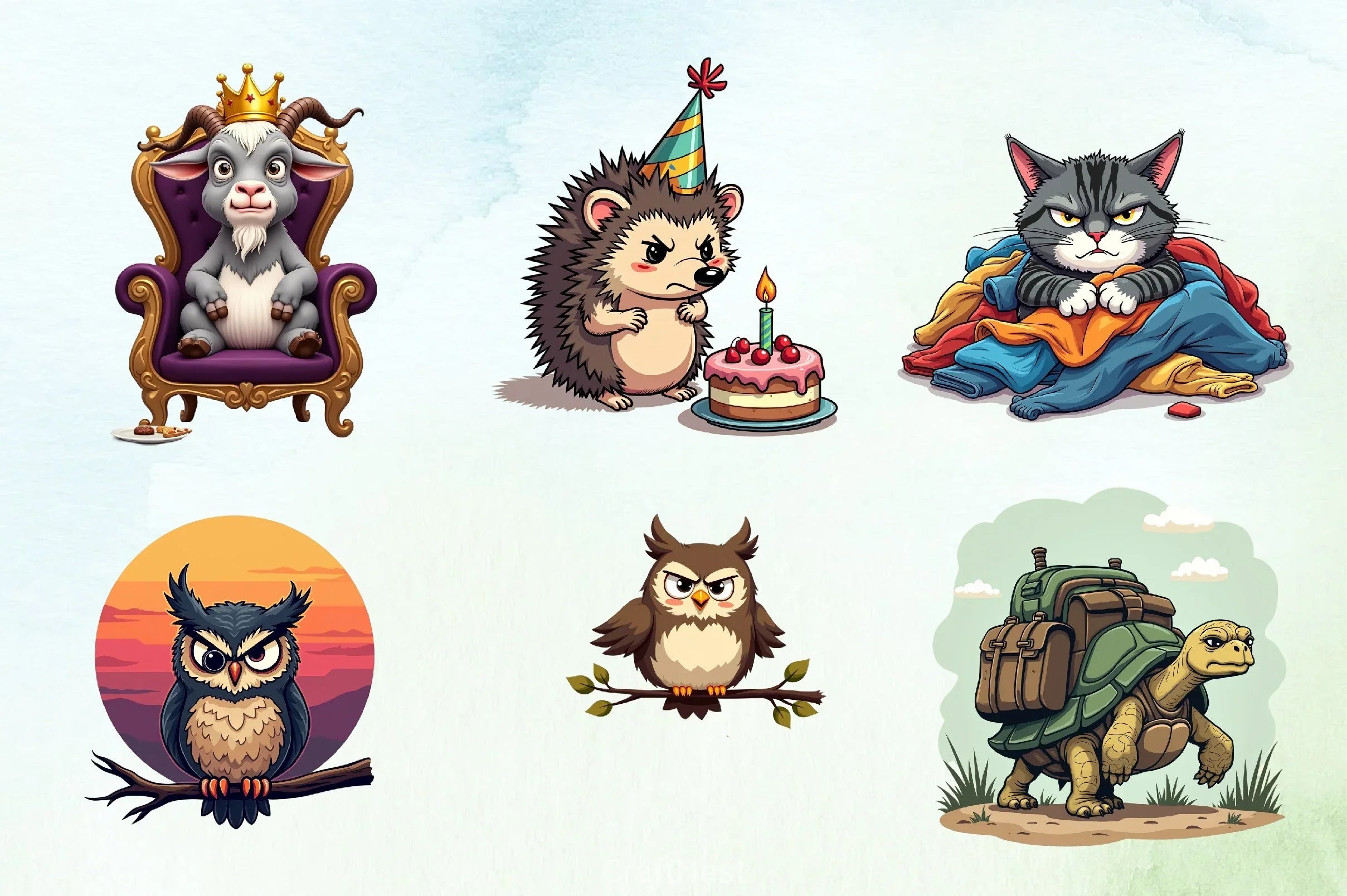 Grumpy Animals Clipart Bundle  5 - CraftNest - Digital Crafting and Art