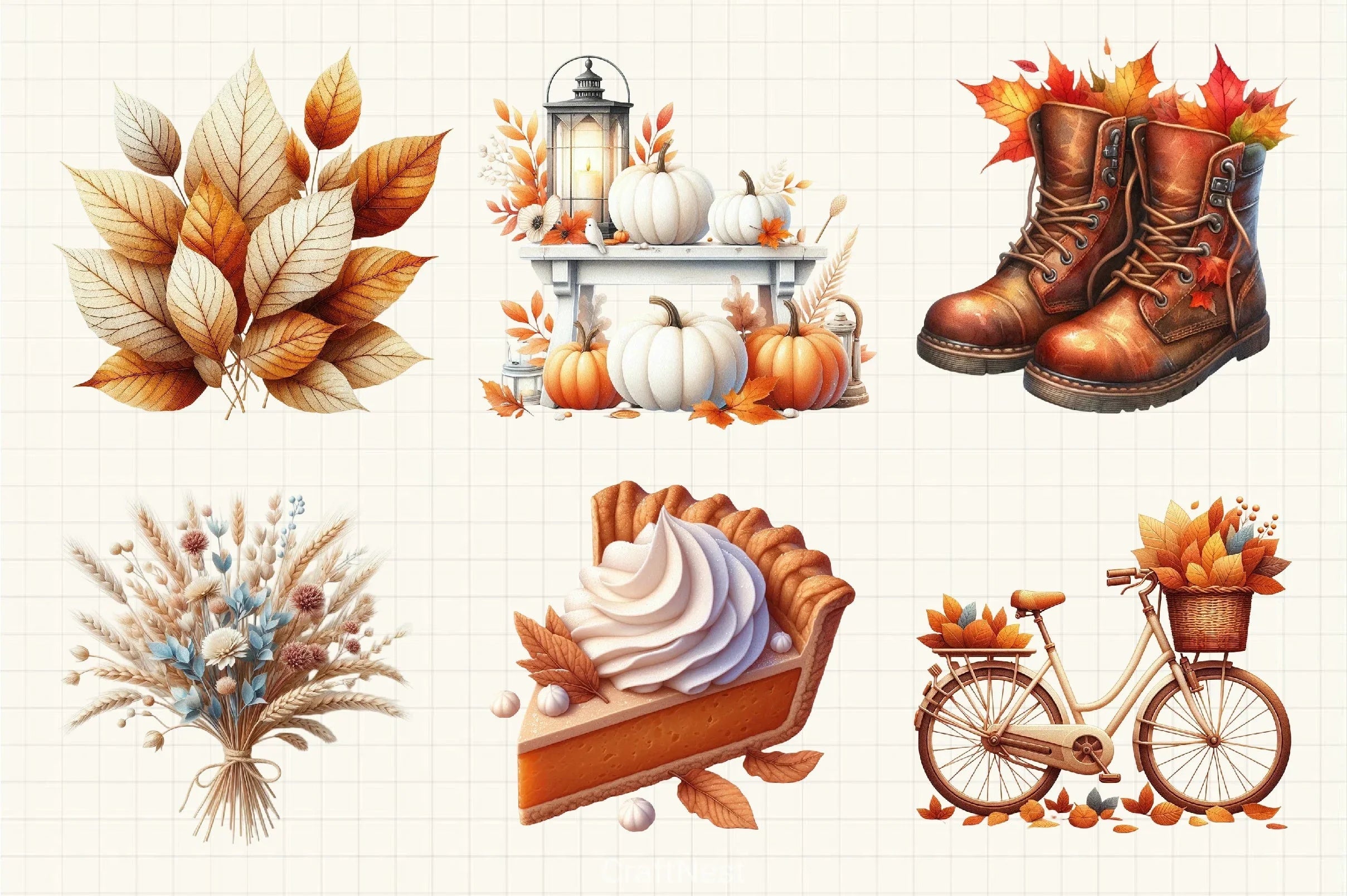 Neutral Fall Clipart Bundle - CraftNest - Digital Crafting and Art