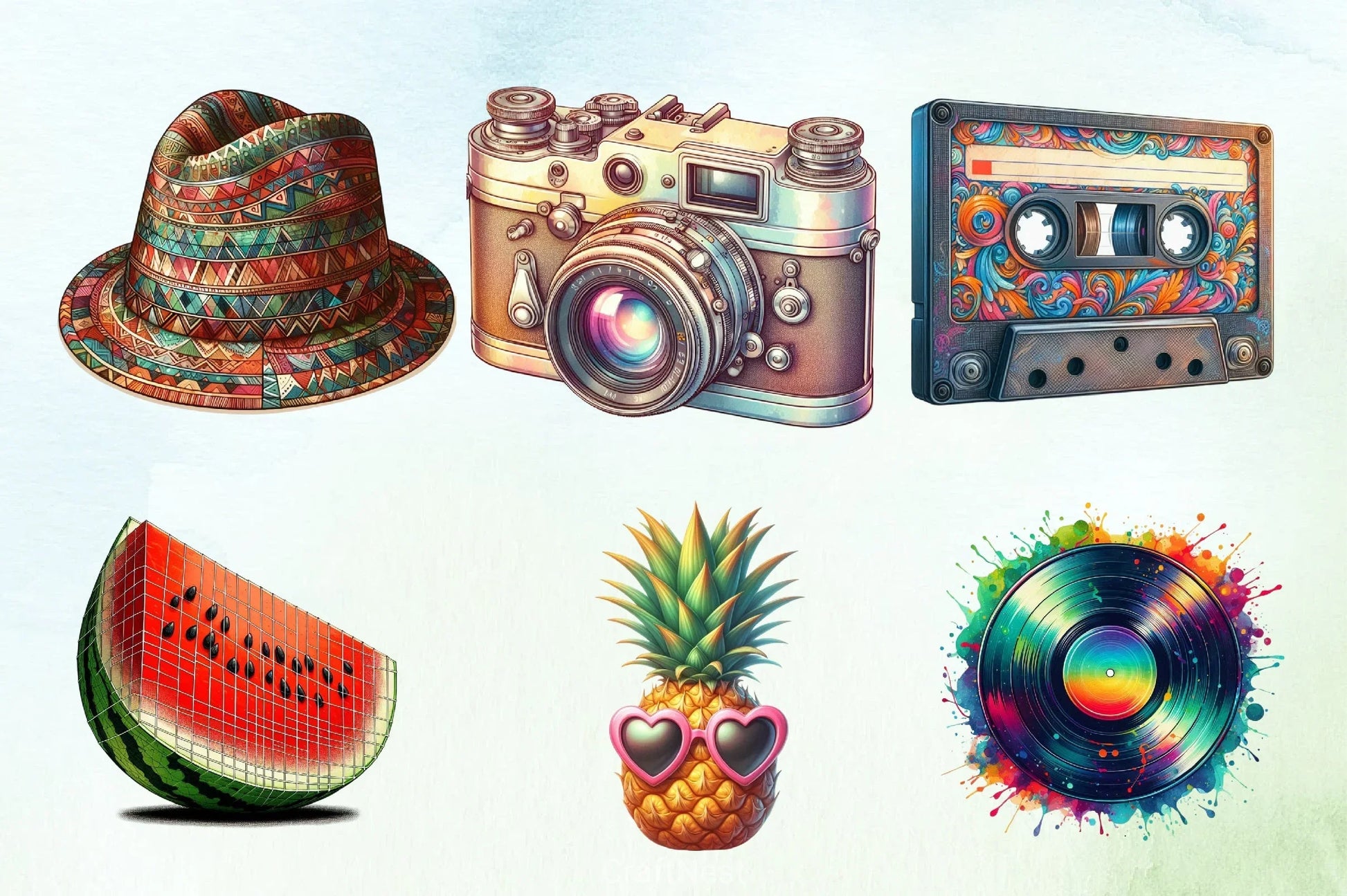 Retro Summer Clipart Bundle 4 - CraftNest - Digital Crafting and Art