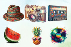 Retro Summer Clipart Bundle 4 - CraftNest - Digital Crafting and Art